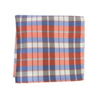 100% Silk Woven Coral Totally Tartan Plaid Pocket Square