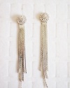 Diamond Silver Long Fringe Drop Earrings