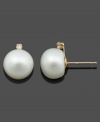 Pretty, polished, perfection. You can never go wrong with a sophisticated pair of stud earrings, featuring cultured freshwater pearls (9-10 mm) and sparkling diamond accents. Set in 14k gold. Approximate diameter: 3/8 inch.