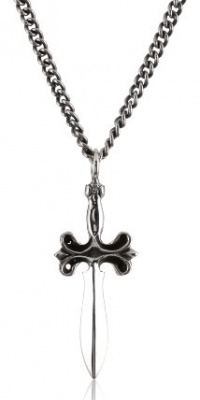 King Baby 22 Curb Link Chain with Small Dagger Sterling Silver Pendant Necklace King Baby 22 Curb Link Chain with Small Dagger Sterling Silver Pendant Necklace