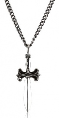 King Baby 22 Curb Link Chain with Small Dagger Sterling Silver Pendant Necklace