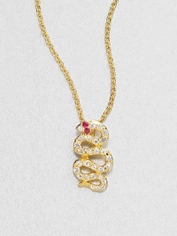 EXCLUSIVELY AT SAKS.COM From the Meadowlark Collection. An exotic and sparking design featuring a snake pendant encrusted with sparking white sapphires and rich rubies on a link chain. 18k goldplated sterling silverWhite sapphire and rubyLength, about 16-18 adjustablePendant size, about .4Lobster clasp closureImported 