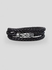 A subtle touch for every occasion in woven leather with a sterling silver clasp. Bracelet, about 25 long Strand, ¼ diam. Lobster clasp closure Made in USA A subtle touch for every occasion in woven leather with a sterling silver clasp. Bracelet, about 25 long Strand, ¼ diam. Lobster clasp closure Made in USA