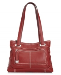 Shoulder this city-chic design from Tignanello that pairs perfectly with your work or weekend wardrobe. Supple leather is outfitted with gleaming hardware and detail stitching, while the pocket-lined interior neatly organizes the essentials. Shoulder this city-chic design from Tignanello that pairs perfectly with your work or weekend wardrobe. Supple leather is outfitted with gleaming hardware and detail stitching, while the pocket-lined interior neatly organizes the essentials.