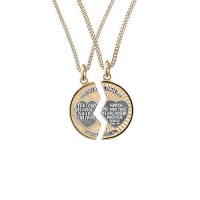 14k Gold Filled Two-Tone Round Mizpah Pendant Necklace, 24 14k Gold Filled Two-Tone Round Mizpah Pendant Necklace, 24