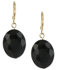 Own the night with this pair of earrings from Kenneth Cole New York. A faceted black oval bead lies at the center of these earrings crafted from gold-tone mixed metal. Approximate drop: 1-1/2 inches. Own the night with this pair of earrings from Kenneth Cole New York. A faceted black oval bead lies at the center of these earrings crafted from gold-tone mixed metal. Approximate drop: 1-1/2 inches.