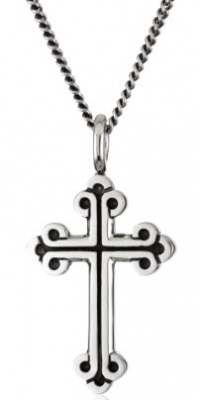 King Baby 18 Curb Link Chain with Small Traditional Cross Sterling Silver Pendant Necklace King Baby 18 Curb Link Chain with Small Traditional Cross Sterling Silver Pendant Necklace