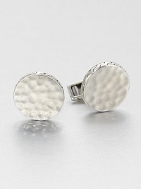 From the Palu Collection. Inspired by the mottled surface of the moon, this design is hammered by hand to create its intriguing undulating surface.Sterling silverSwivel backMade in Bali From the Palu Collection. Inspired by the mottled surface of the moon, this design is hammered by hand to create its intriguing undulating surface.Sterling silverSwivel backMade in Bali