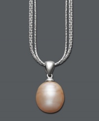 A perfect pearl in pale sheer pastel color. Fresh by Honora necklace features a single pink cultured freshwater pearl (12-13 mm) strung on delicate sterling silver chains. Approximate length: 18 inches. Approximate drop: 3/4 inch. A perfect pearl in pale sheer pastel color. Fresh by Honora necklace features a single pink cultured freshwater pearl (12-13 mm) strung on delicate sterling silver chains. Approximate length: 18 inches. Approximate drop: 3/4 inch.