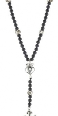 King Baby Crowned Heart and Small Traditional Cross and Onyx Bead Rosary King Baby Crowned Heart and Small Traditional Cross and Onyx Bead Rosary