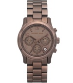 Dazzle from the dark side with this bronze Runway watch by Michael Kors.