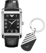 Be an accessory to unadulterated fashion with this watch and keychain set from Emporio Armani.