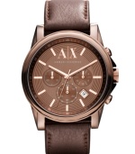 Dark, rich tones enhance this sport performance watch from AX Armani Exchange.