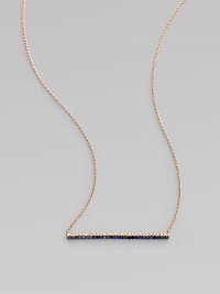A simply chic bar, encrusted in dazzling diamonds and blue sapphires on an 18k rose gold link chain. Diamonds, .11 tcw18k rose goldLength, about 15Pendant size, about 1¼ Circle clasp closureImported A simply chic bar, encrusted in dazzling diamonds and blue sapphires on an 18k rose gold link chain. Diamonds, .11 tcw18k rose goldLength, about 15Pendant size, about 1¼ Circle clasp closureImported