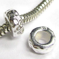 Queenberry 1 Pc Sterling Silver Stopper with Rubber Round Hammered Bead for European Charm Bracelets Queenberry 1 Pc Sterling Silver Stopper with Rubber Round Hammered Bead for European Charm Bracelets