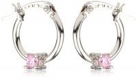 Disney Princess Girl's Sterling Silver Pink Cubic Zirconia Hoop Earrings