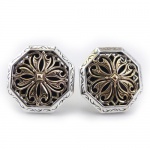 Scott Kay Mens Sterling Silver And Brass Engraved Cufflinks