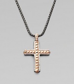 From the Alchemy in the UK Collection. A bold cross pendant of sterling silver, textured, studded and finished with rose goldplatng and black rhodium-plated accents, on a chunky chain of oxidized silver.Sterling silverRose goldplated and rhodium plated accentsChain length, about 24Pendant length, about 1½Lobster claspImported