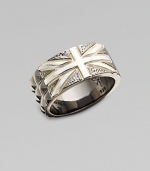 From the Alchemy in the UK Collection. A bold Union Jack in a studded band, detailed with a black onyx inlay and rhodium-plated accents.Sterling silverBlack onyxRhodium-plated accentsWidth, about ½Imported
