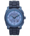 Vibrant and deep blues overtake this bold chronograph watch from Fossil's Machine collection.