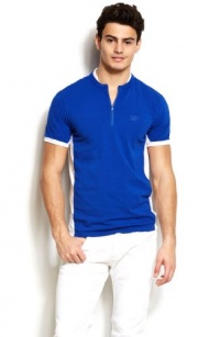 Armani Exchange Mens Mesh Stripe Zippered Henley Armani Exchange Mens Mesh Stripe Zippered Henley