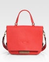 EXCLUSIVELY AT SAKS. A classic flap-front bag made of fine pebbled-grain leather in a vivid hue. Top handle, 5½ dropRemovable shoulder strap, 11¾ dropMagnetic flap-front closureOne inside zip pocketTwo inside open pocketsFully lined12½W X 11H X 3½DMade in Italy