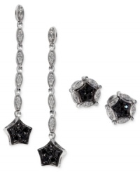 Go to great lengths with this pair of 14k white gold earrings from Diversa by EFFY Collection. Round-cut black (1/10 ct. t.w.) and white (1/6 ct. t.w.) diamonds add luster to the stunning pair. Approximate drop length: 1-1/3 inches. Approximate drop width: 1/4 inch. Go to great lengths with this pair of 14k white gold earrings from Diversa by EFFY Collection. Round-cut black (1/10 ct. t.w.) and white (1/6 ct. t.w.) diamonds add luster to the stunning pair. Approximate drop length: 1-1/3 inches. Approximate drop width: 1/4 inch.
