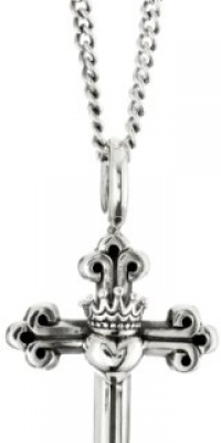 King Baby Men's 22 Curb Link Chain with Traditional Cross with Heart Pendant Necklace King Baby Men's 22 Curb Link Chain with Traditional Cross with Heart Pendant Necklace