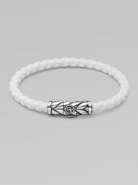This woven rubber bracelet features an intricately engraved silver clasp with the classic David Yurman logo.Sterling silver Rubber Width, about 5.5mm Length, about 7 Chevron clasp closure Imported