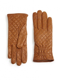 THE LOOKAllover quilted diamond detailingGently cinched cuffsTHE MATERIALLeatherLinedCARE & ORIGINDry cleanImported THE LOOKAllover quilted diamond detailingGently cinched cuffsTHE MATERIALLeatherLinedCARE & ORIGINDry cleanImported