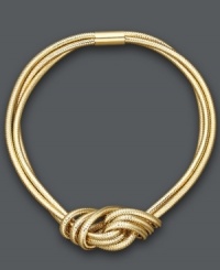 Utterly divine style. This luxurious-looking bracelet combines three strands of silicone in a chic love knot design. Bracelet stretches to fit wrist and features 14k gold details. Approximate diameter: 2-1/2 inches. Utterly divine style. This luxurious-looking bracelet combines three strands of silicone in a chic love knot design. Bracelet stretches to fit wrist and features 14k gold details. Approximate diameter: 2-1/2 inches.