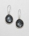 From the Wonderland Collection. Rich, faceted hematite doublet set in hammered sterling silver in a teardrop design. Hematite doubletSterling silverDrop, about 1.25Hook backImported 