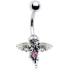 Silver 925 Pink Angelic Guardian Angel Belly Ring MADE WITH SWAROVSKI ELEMENTS