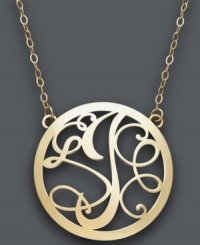 Looking for the perfect personalized gift? This stunning, letter J scroll pendant will do just the trick. Setting and chain crafted in 14k gold. Approximate length: 17 inches. Approximate drop: 1 inch. Looking for the perfect personalized gift? This stunning, letter J scroll pendant will do just the trick. Setting and chain crafted in 14k gold. Approximate length: 17 inches. Approximate drop: 1 inch.