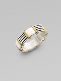 Alternating panels of smooth and ridged sterling silver are separated by thin strands of 18k gold. From the Royal Cord Collection Sterling silver 18k gold Imported Alternating panels of smooth and ridged sterling silver are separated by thin strands of 18k gold. From the Royal Cord Collection Sterling silver 18k gold Imported