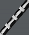 Get structurally sound style in this chic men's bracelet. Features a cable link crafted in stainless steel with black and white rubber accents. Approximate length: 8-1/2 inches.