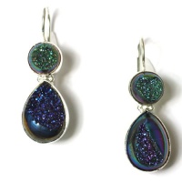 Latest Fashion Pick - Purple-Green Titanium Drusy Cutsie 925 Sterling Silver Earrings Latest Fashion Pick - Purple-Green Titanium Drusy Cutsie 925 Sterling Silver Earrings