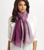 A subdued lace print and ombré design adorns a luxe silk and cashmere wrap.50% cashmere/50% silk80 X 36Dry cleanImported