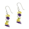 Genuine Amethyst Peridot Citrine Crystal Chip Earrings