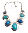 Style&co. Necklace, Silver-Tone Hammered Teal & Blue Pendant Statement Necklace