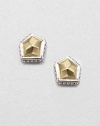 From the Gold Rocks Collection. An 18k gold rock-inspired stud set in sterling silver with an iconic caviar textured border. Sterling silver18k goldSize, about .5Post backImported 