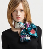 An ultra-feminine, vivid shopping print adds flair to this sumptuous silk wrap.SilkAbout 36 X 36Dry cleanMade in Italy