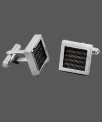 Square off your look. The perfect addition to your favorite work shirt, this sophisticated cuff link style combines a square titanium setting with black ion-plated titanium accents. Approximate diameter: 5/8 inch. Square off your look. The perfect addition to your favorite work shirt, this sophisticated cuff link style combines a square titanium setting with black ion-plated titanium accents. Approximate diameter: 5/8 inch.