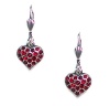 Catherine Popesco Sterling Silver Plated Red Pave Swarovski Crystal Heart Drop Earrings
