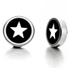 Beautiful Mens Star Stud Stainless Steel Earrings Silver & Black