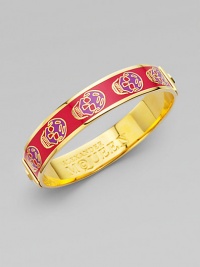 Punk-chic skulls make a statement on this svelte cuff, complete with a logo engraved interior.EnamelBrassWidth, about ½Diameter, about 2½Imported Punk-chic skulls make a statement on this svelte cuff, complete with a logo engraved interior.EnamelBrassWidth, about ½Diameter, about 2½Imported