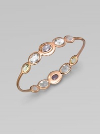 From the Sugar Kissed Collection. An array of faceted oval gemstones in soft, barely-there shades, set on each side of this delicate bangle of sterling silver and 18k gold finished in the warm glow of 18k rose goldplating.Rose quartz, clear quartz, amazonite and green gold citrine18k gold and sterling silver with 18k rose goldplatingDiameter, about 2½Imported From the Sugar Kissed Collection. An array of faceted oval gemstones in soft, barely-there shades, set on each side of this delicate bangle of sterling silver and 18k gold finished in the warm glow of 18k rose goldplating.Rose quartz, clear quartz, amazonite and green gold citrine18k gold and sterling silver with 18k rose goldplatingDiameter, about 2½Imported