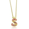 Lily Nily 18K Gold Overlay Pink Enamel Children's Initial Pendant S