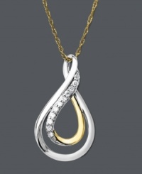 A simple drop with a lot of style. Swirling teardrop pendant features a versatile sterling silver and 14k gold setting with a dusting of sparkling diamond accents. Approximate length: 18 inches. Approximate drop: 7/8 inch. A simple drop with a lot of style. Swirling teardrop pendant features a versatile sterling silver and 14k gold setting with a dusting of sparkling diamond accents. Approximate length: 18 inches. Approximate drop: 7/8 inch.