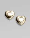 Gleaming and graceful, these domed hearts are etched with the designer's signature.Palladium and rhodium-plated brass Width, about ½ Sterling silver post back Imported